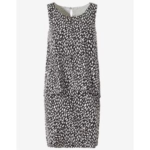 Chico's Dress Womens 1 Black White 'Pretty Petal Ellie' Tiered Midi Stretch Work